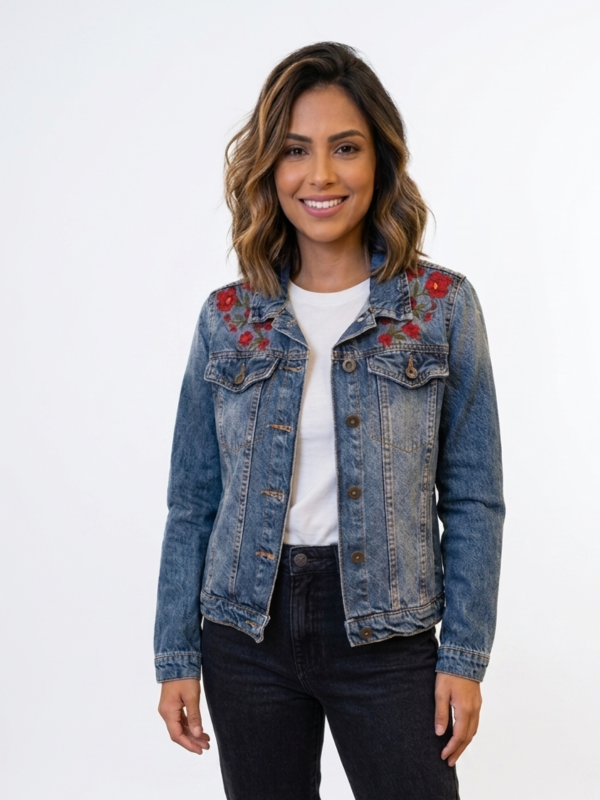 Jaqueta jeans bordada