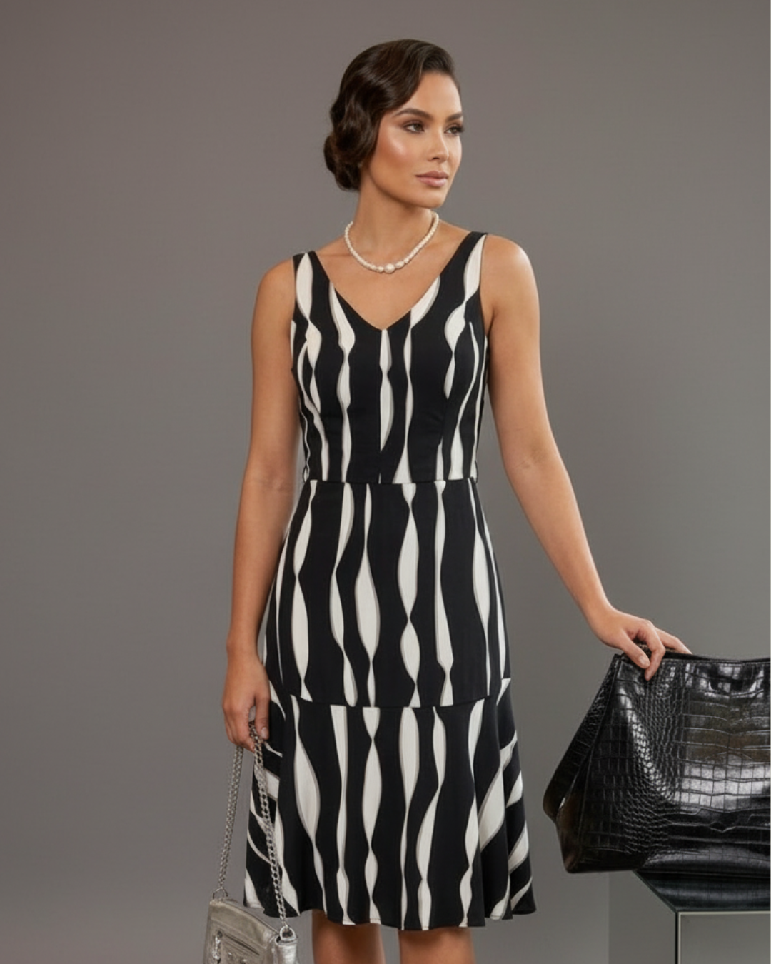 Vestido preto e branco